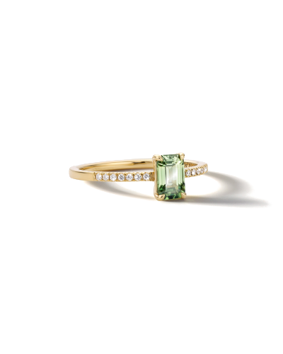 SLAETS Jewellery Mini Ring Olive Green Sapphire and Diamonds, 18Kt Gold (watches)